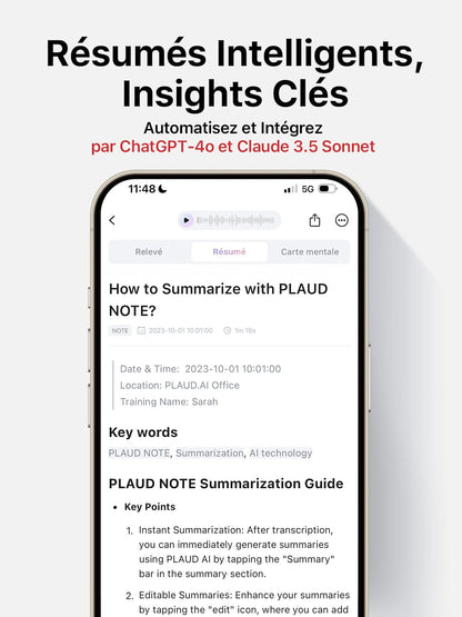 Note Enregistreur Vocal IA avec Transcription et Résumé par GPT-4o